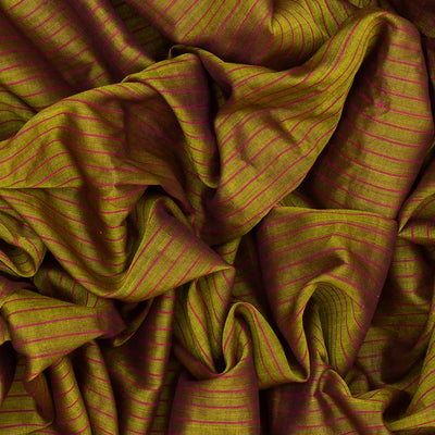 Sage Green Handloom Gadwal Cotton Saree With Stripes -Sage Green