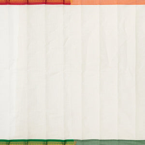 White Handloom Gadwal Silk Cotton Saree With Red Border-White