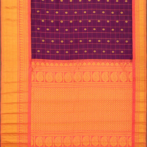 Magenta Handloom Gadwal Silk Saree With Checks-Magenta
