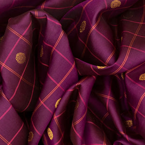 Magenta Handloom Gadwal Silk Saree With Checks-Magenta