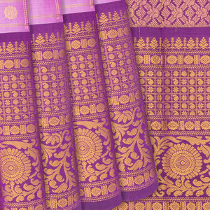 Bubble gum Pink Handloom Gadwal Silk Saree With Checks-BubbleGum Pink