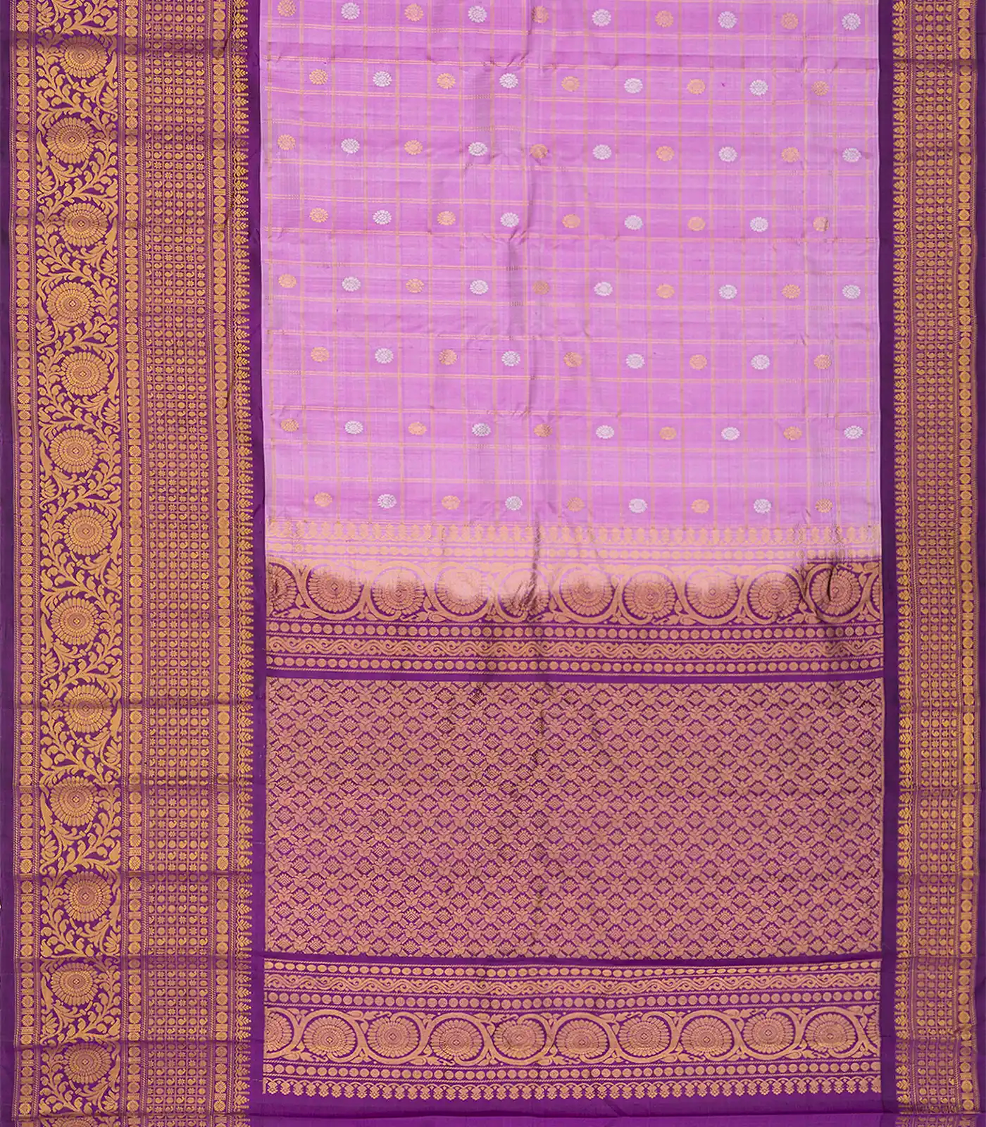 Bubble gum Pink Handloom Gadwal Silk Saree With Checks-BubbleGum Pink