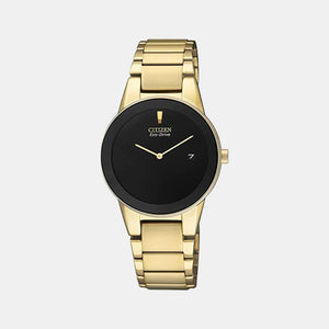 Axiom Women Eco-Drive Black Dial Analog Stainless Steel Watch GA1052-55E