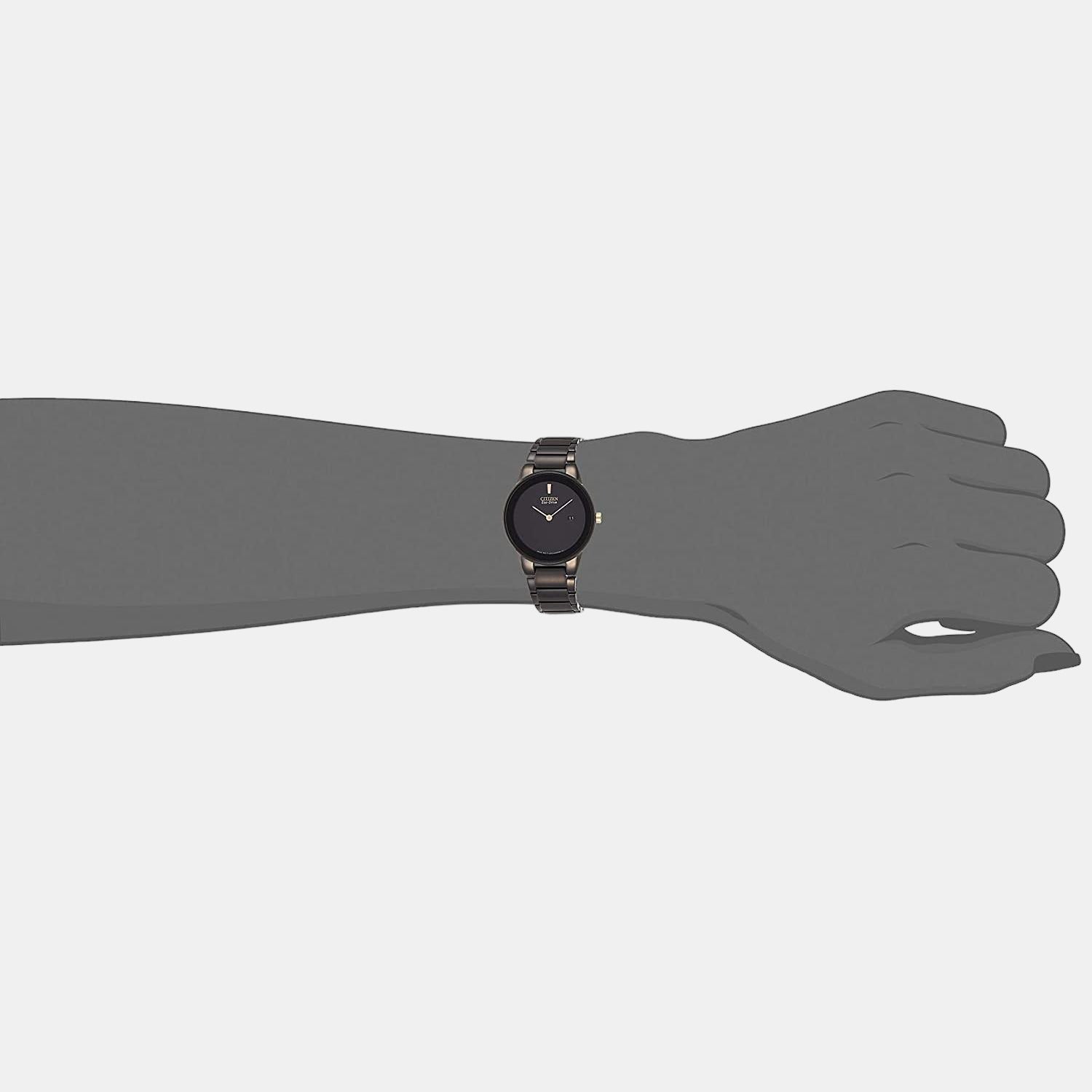 Axiom Women Quartz Black Dial Analog Stainless Steel Watch GA1055-57F
