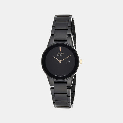 Axiom Women Quartz Black Dial Analog Stainless Steel Watch GA1055-57F