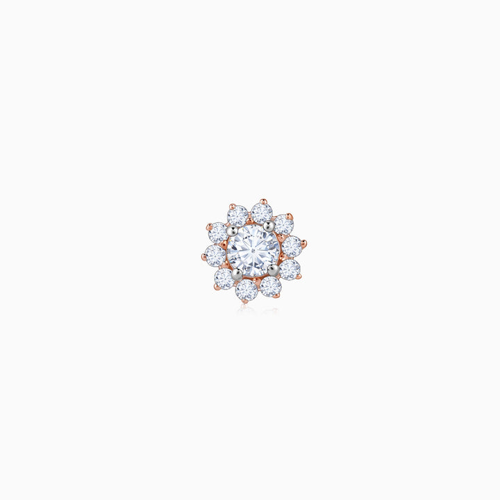 Rose Gold Sunstar Diamond Nose Pin