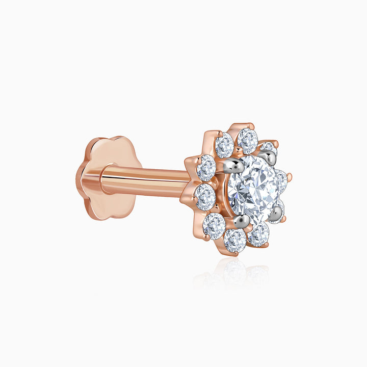 Rose Gold Sunstar Diamond Nose Pin