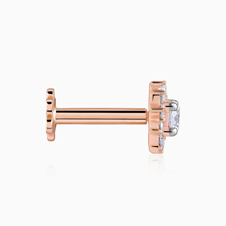 Rose Gold Sunstar Diamond Nose Pin