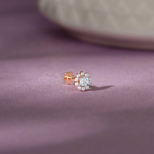 Rose Gold Sunstar Diamond Nose Pin