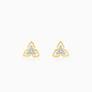 Gold Floral Triad Diamond Earrings