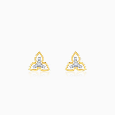 Gold Floral Triad Diamond Earrings
