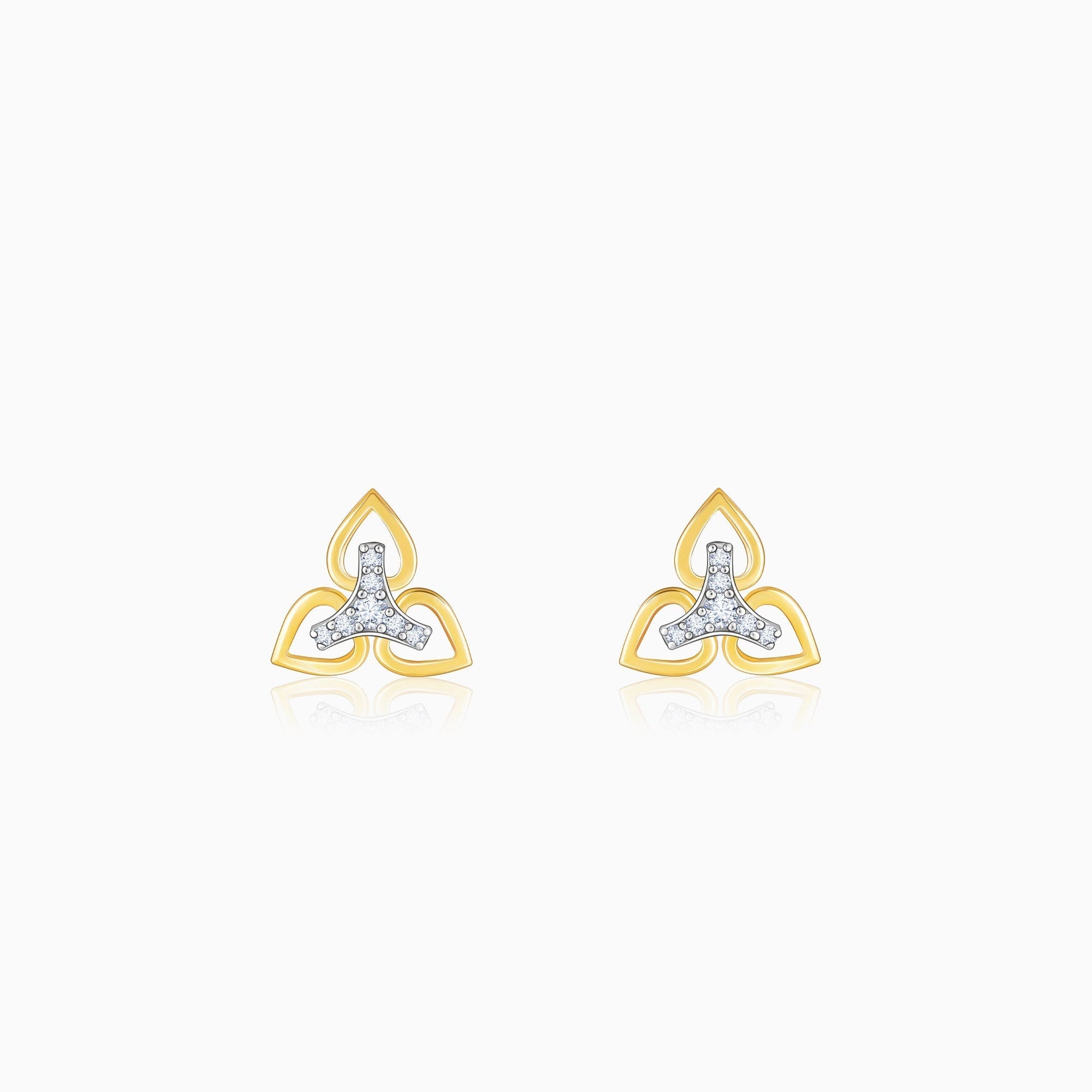 Gold Floral Triad Diamond Earrings