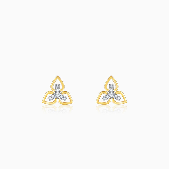 Gold Floral Triad Diamond Earrings