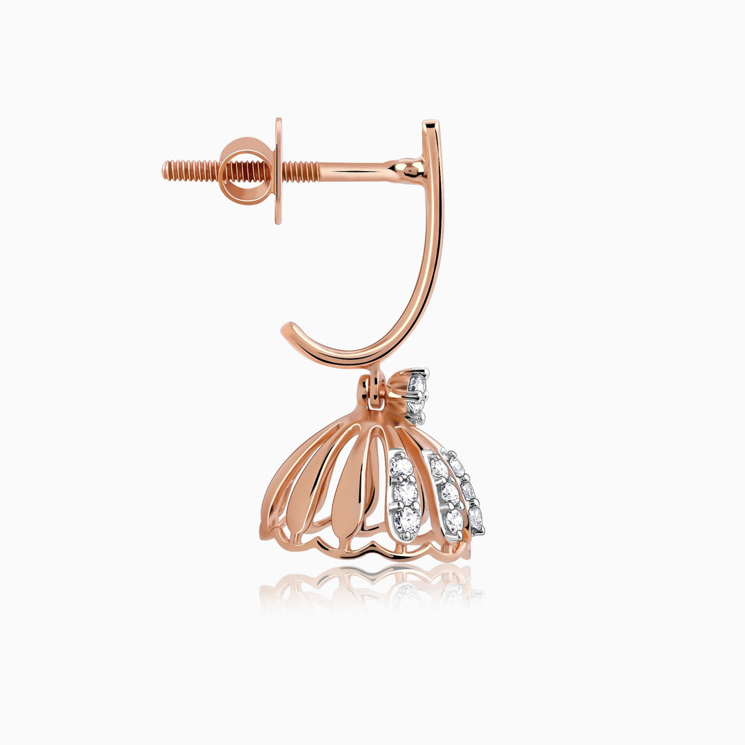 Rose Gold Diamond Jhumki Earrings