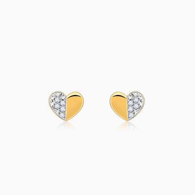 Gold Heart of Diamond Earrings