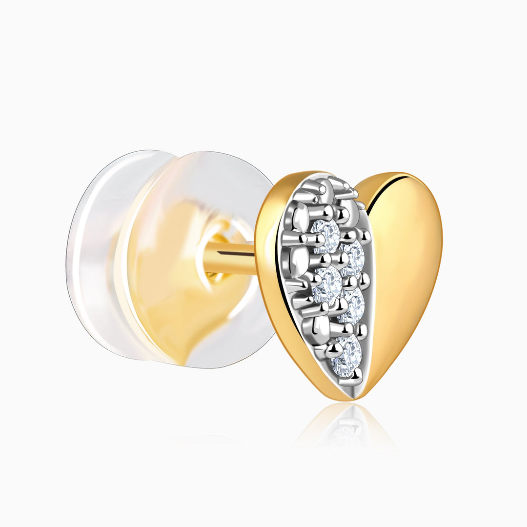 Gold Heart of Diamond Earrings