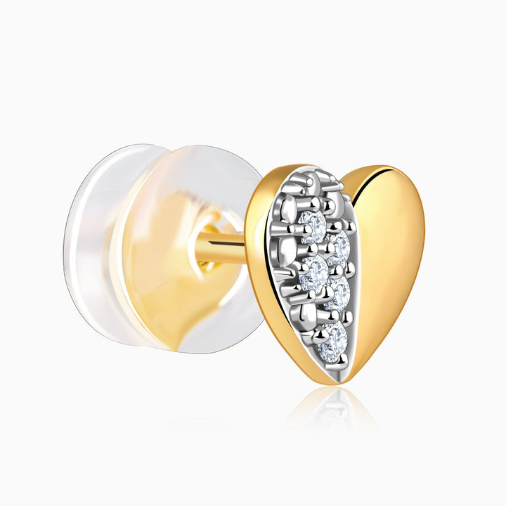 Gold Heart of Diamond Earrings