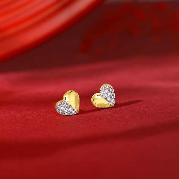 Gold Heart of Diamond Earrings