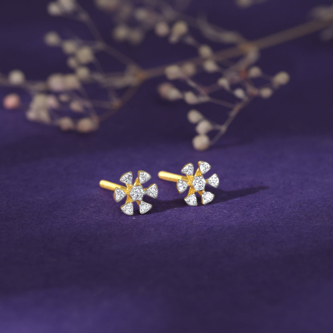 Gold Floret Diamond Studs