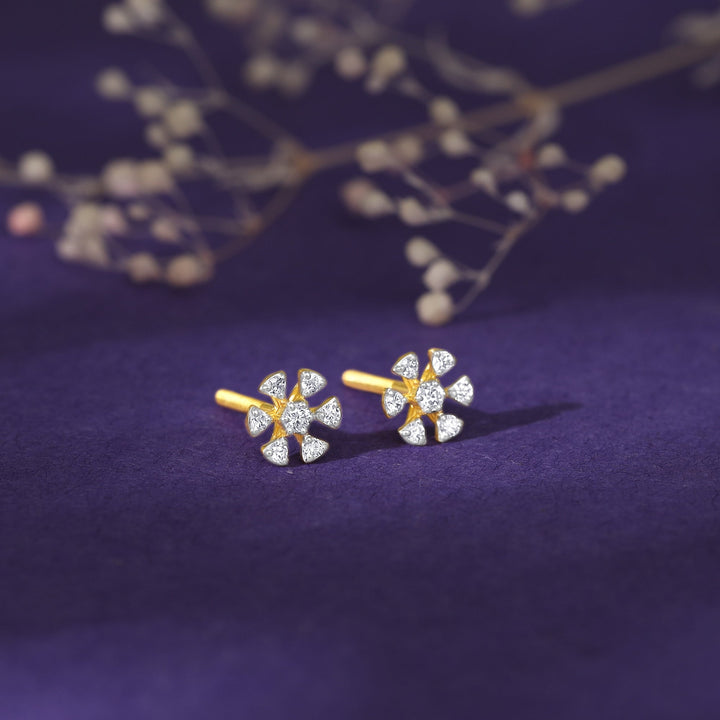 Gold Floret Diamond Studs