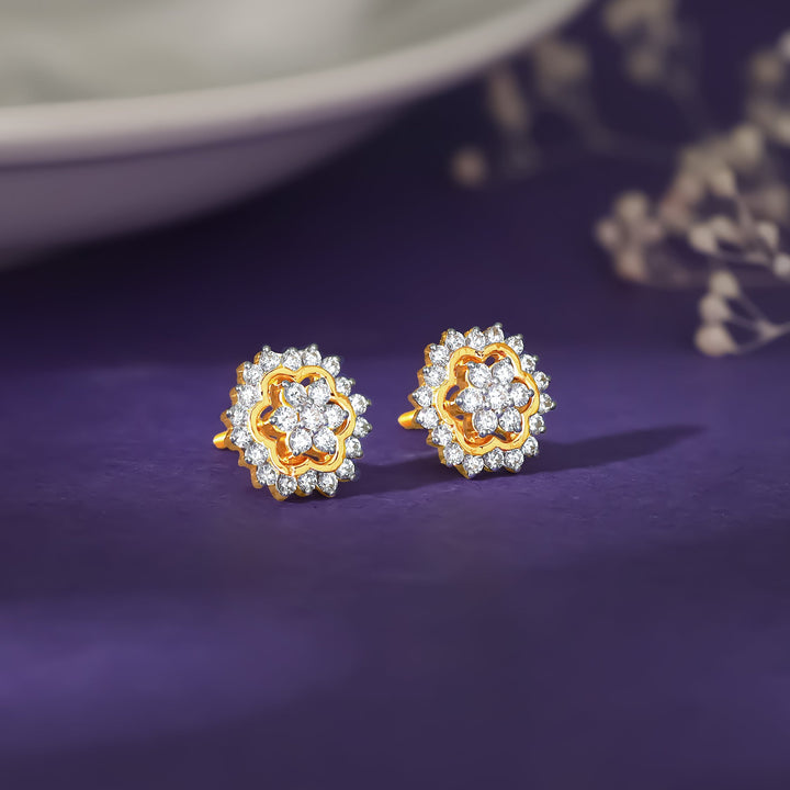 Gold Spring Diamond Studs