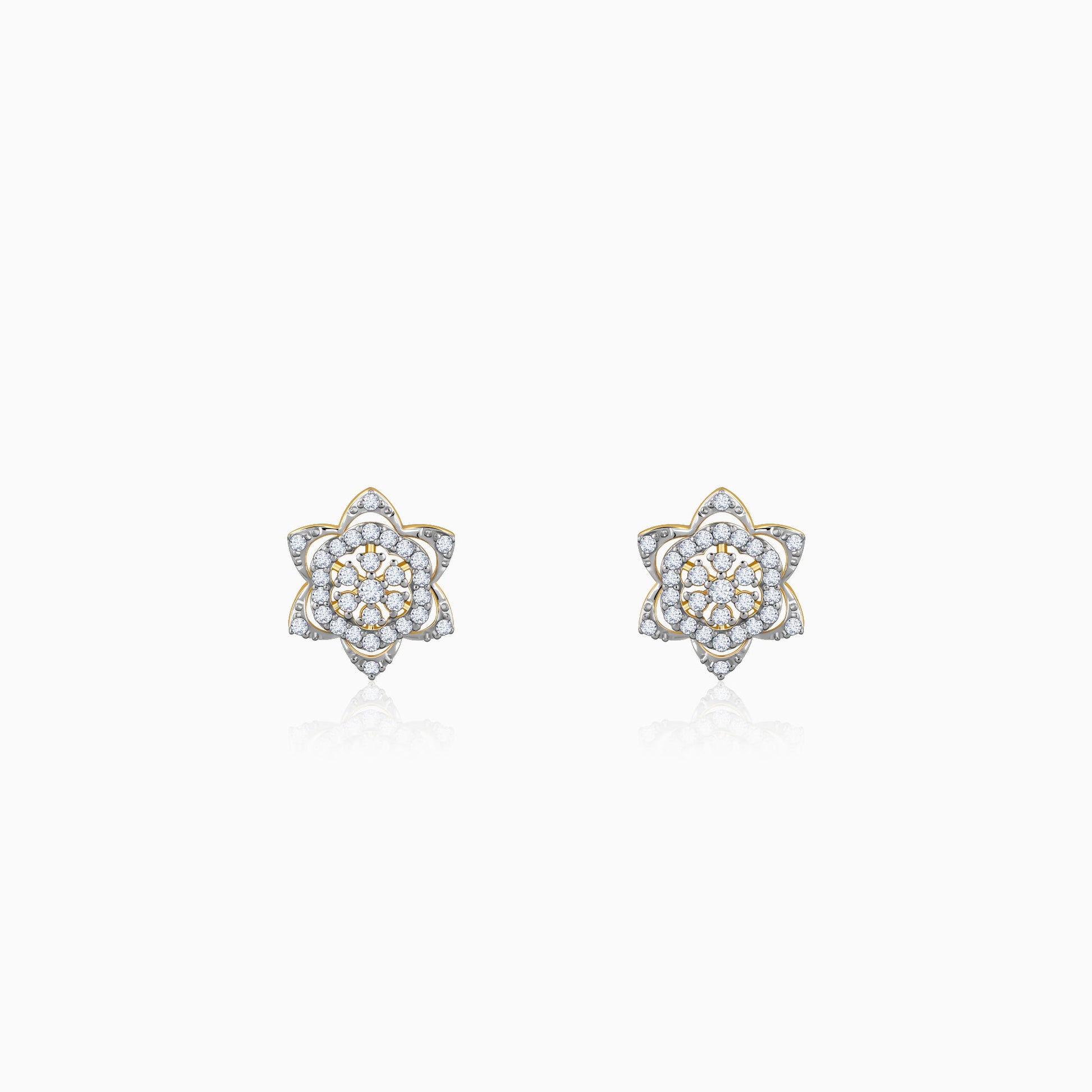 Gold Bright Burst Diamond Earrings