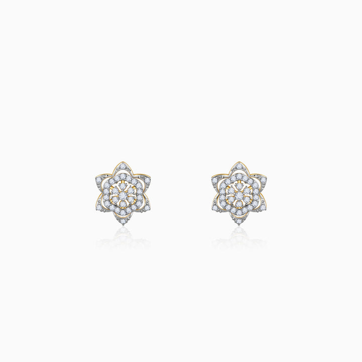 Gold Bright Burst Diamond Earrings