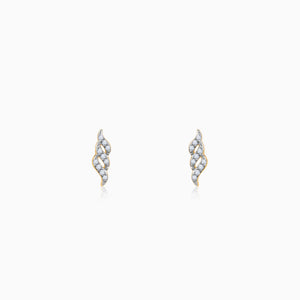 Gold Twisted Twill Diamond Earrings