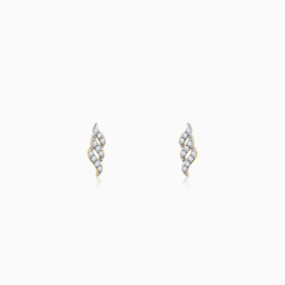 Gold Twisted Twill Diamond Earrings