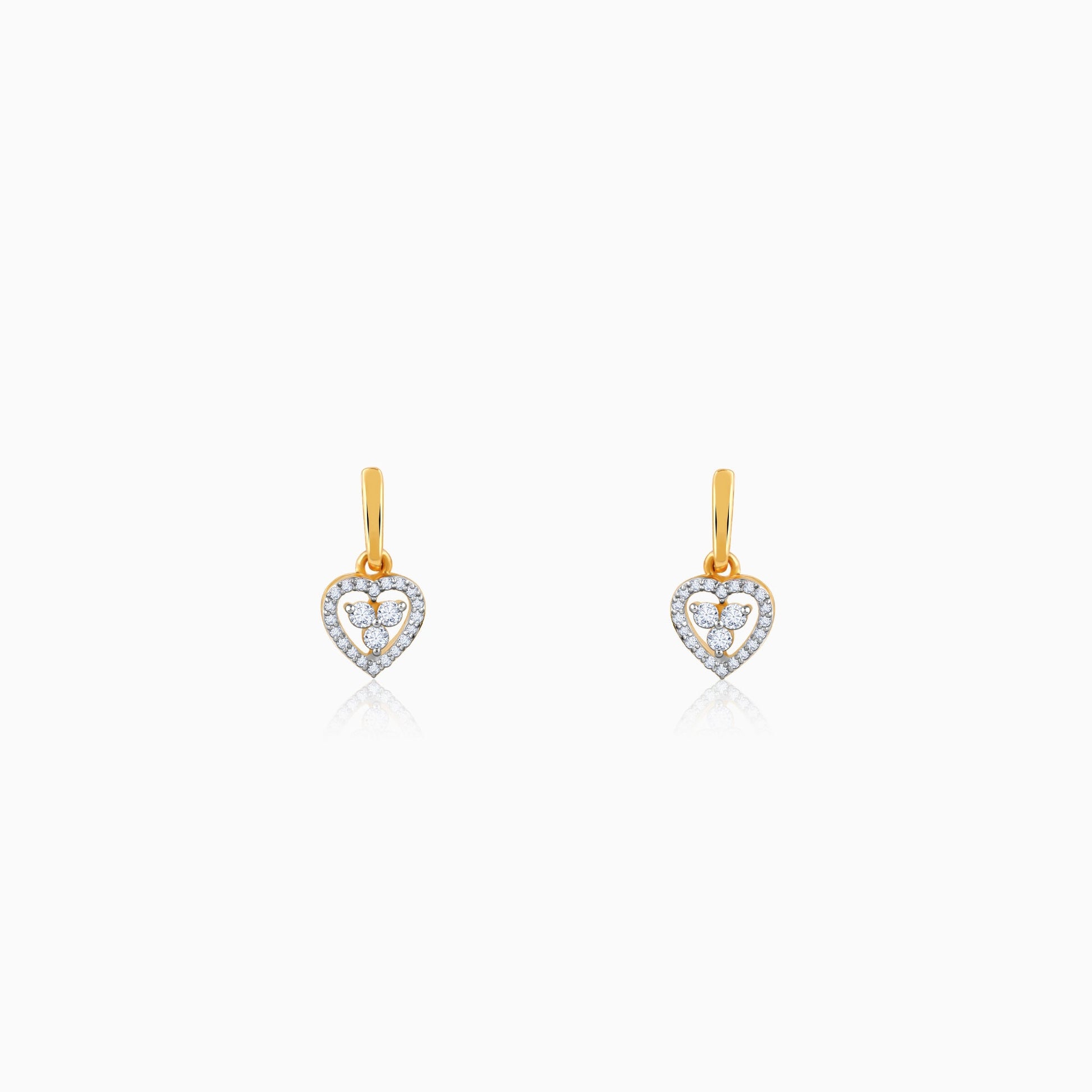 Gold Dripping Heart Diamond Earrings