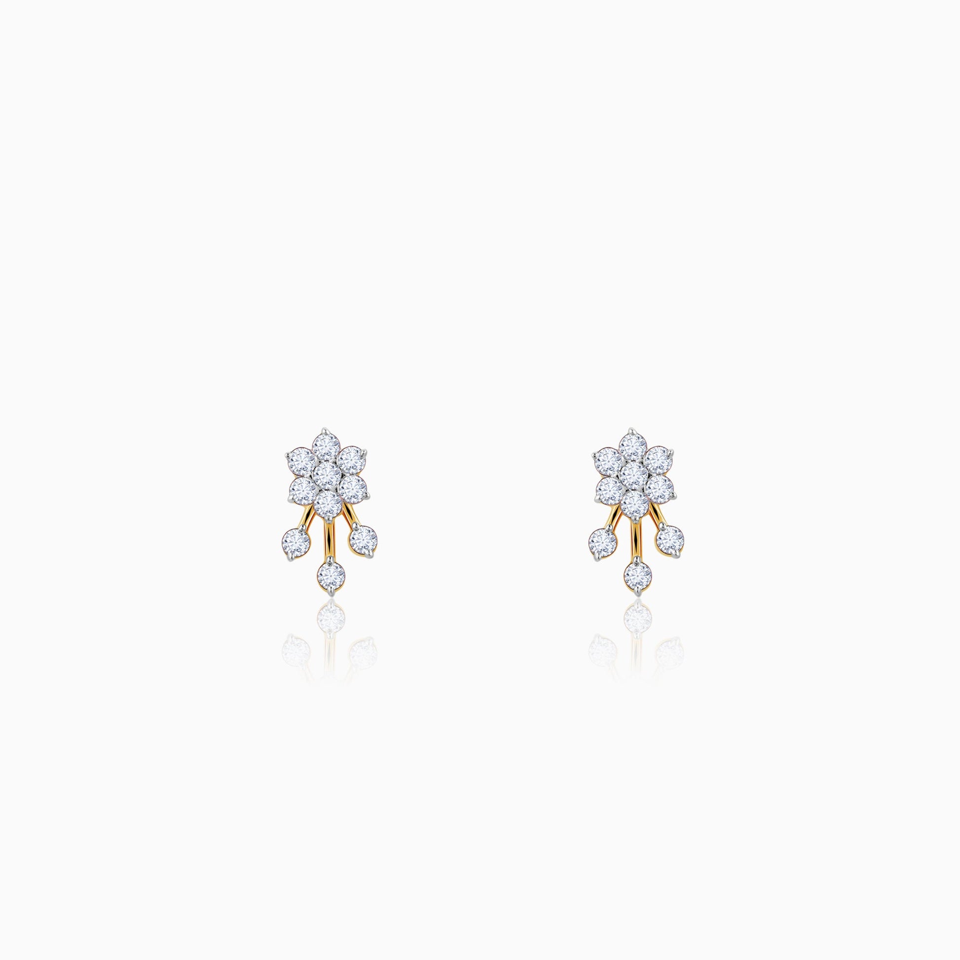 Gold Pretty Floral Diamond Earrings