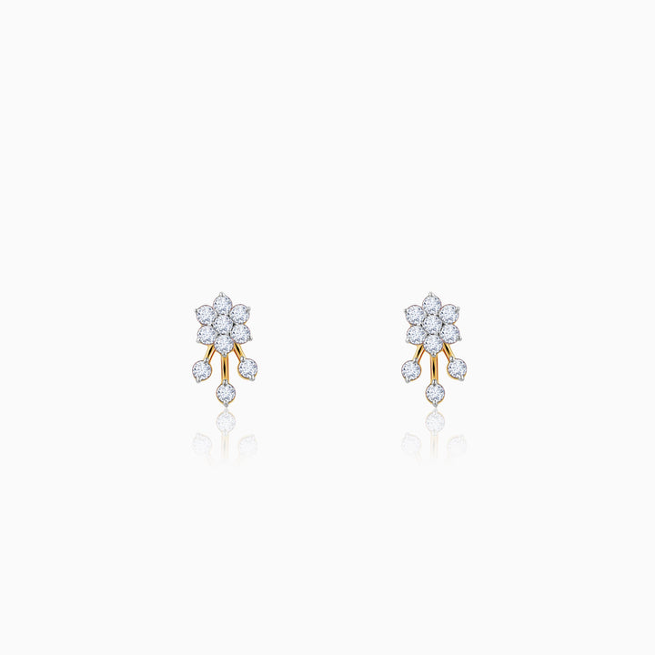 Gold Pretty Floral Diamond Earrings