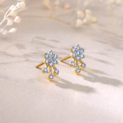 Gold Pretty Floral Diamond Earrings