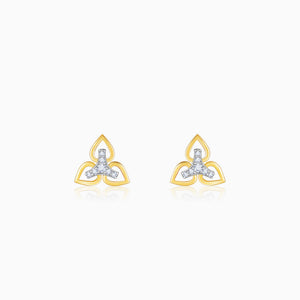 Gold Triple Floret Diamond Earrings