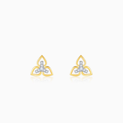 Gold Triple Floret Diamond Earrings