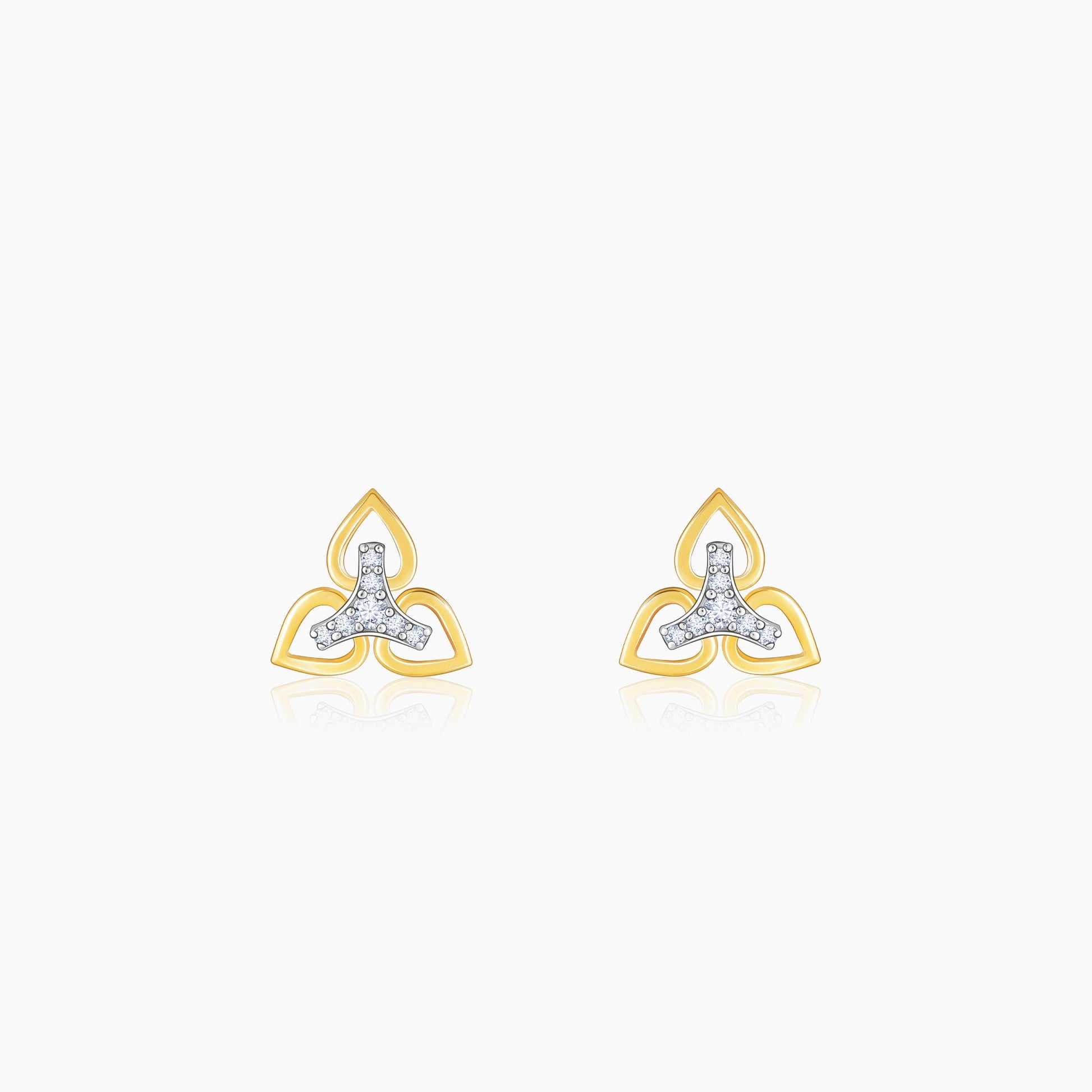 Gold Triple Floret Diamond Earrings