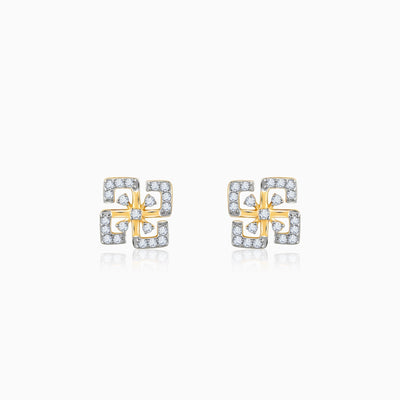 Gold Quadrado Diamond Earrings