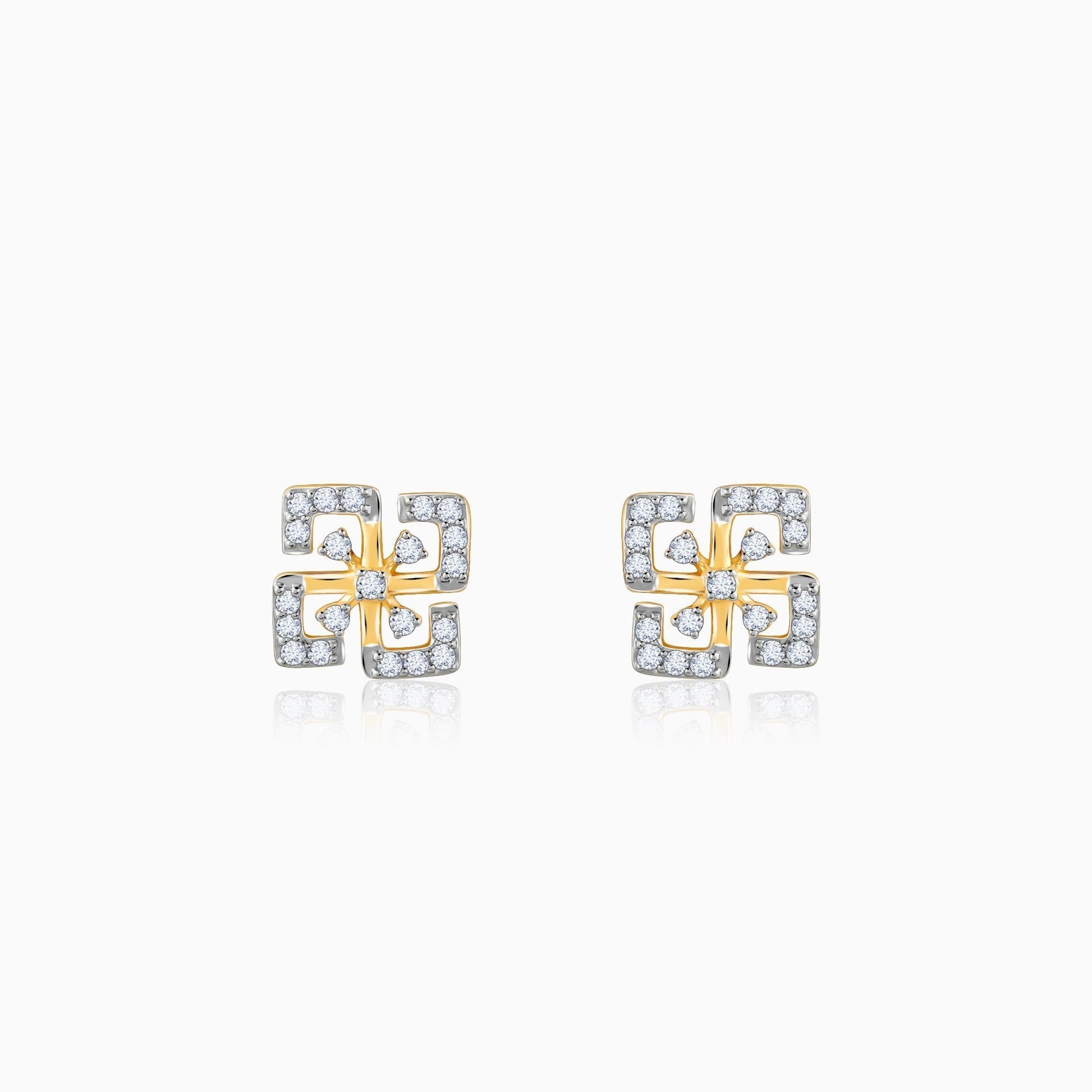 Gold Quadrado Diamond Earrings