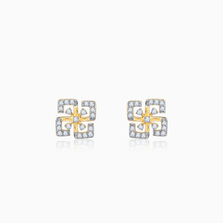 Gold Quadrado Diamond Earrings