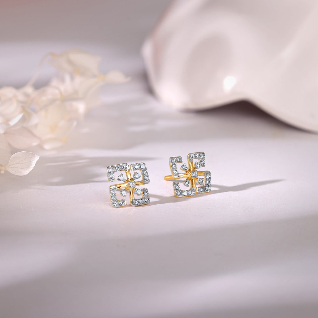 Gold Quadrado Diamond Earrings