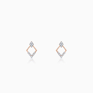 Rose Gold Radiant Rhombus Diamond Earrings