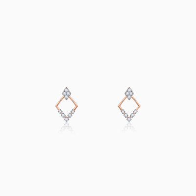 Rose Gold Radiant Rhombus Diamond Earrings
