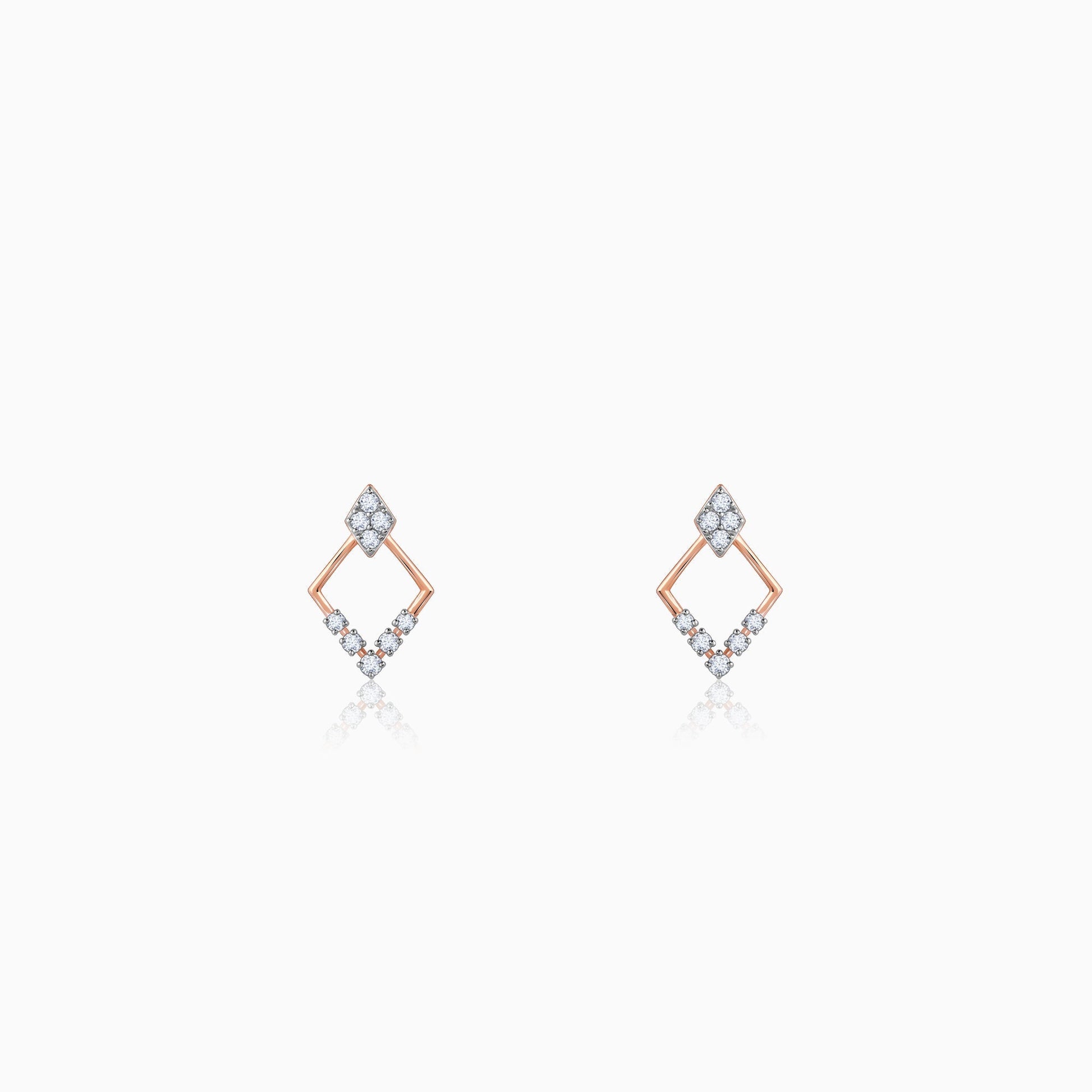 Rose Gold Radiant Rhombus Diamond Earrings