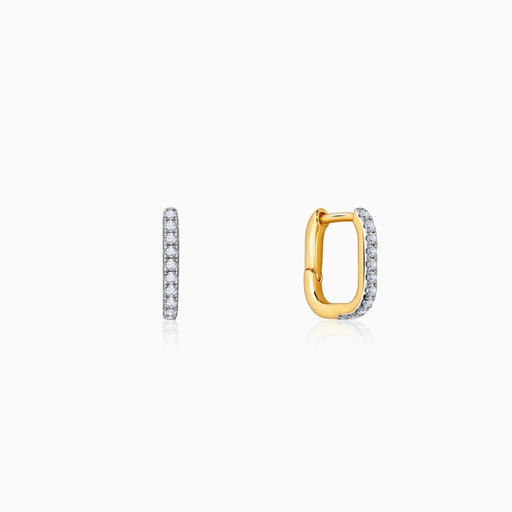 Gold Bold Circles Diamond J Hoop Earrings