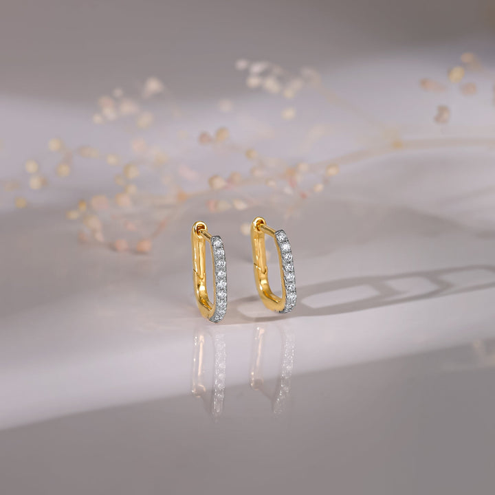 Gold Bold Circles Diamond J Hoop Earrings