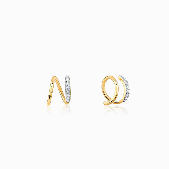 Gold Spiral Glow Diamond Studs