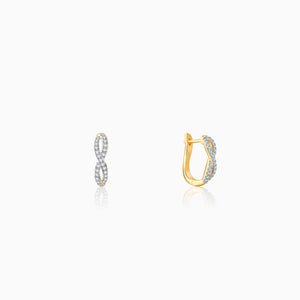 Gold Infinito J-Hoop Diamond Earrings
