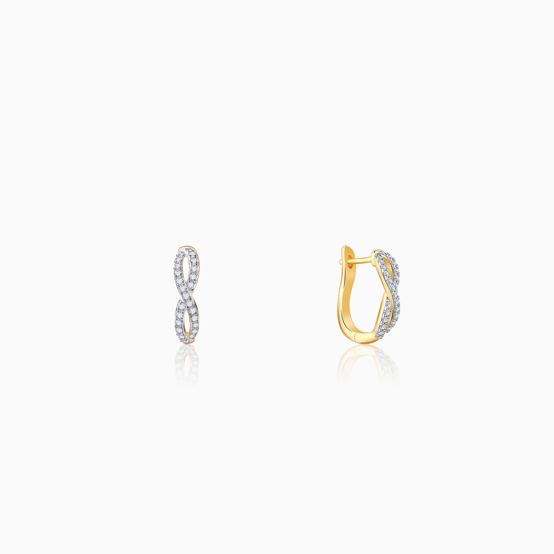 Gold Infinito J-Hoop Diamond Earrings