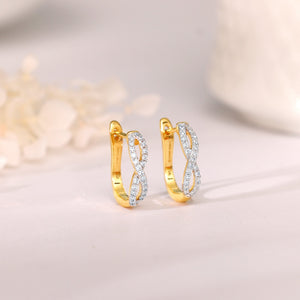 Gold Infinito J-Hoop Diamond Earrings
