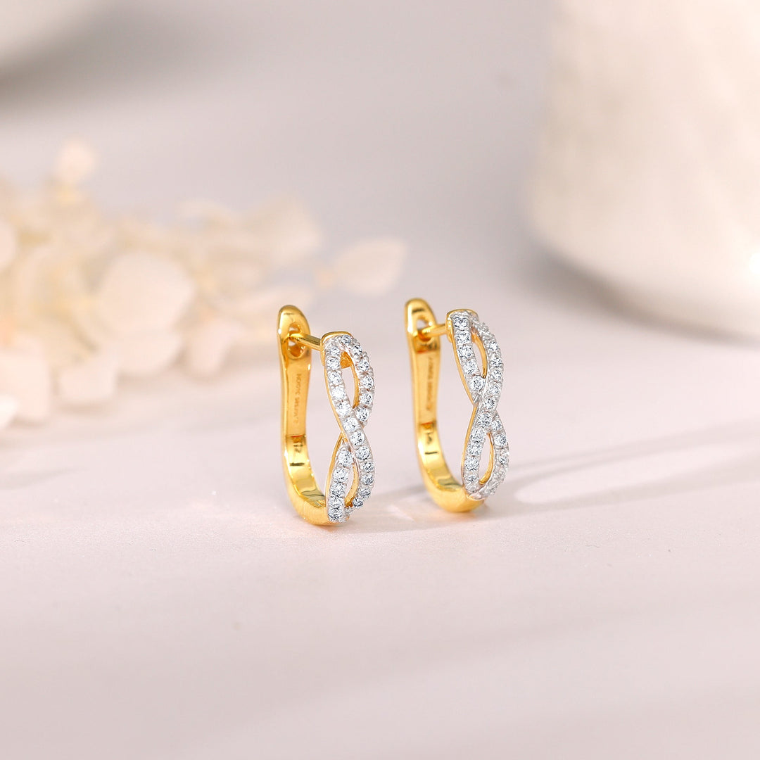 Gold Infinito J-Hoop Diamond Earrings